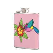 カラフルハイビスカス熱帯花のハミングバード フラスク (左)