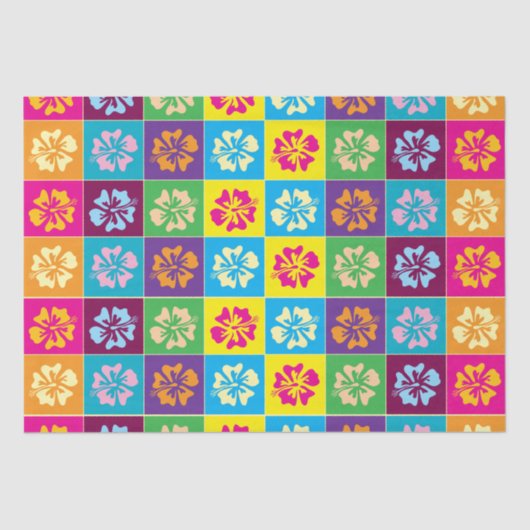 カラフルハイビスカス花柄ギフトラップ 薄葉紙 (正面)