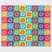 カラフルハイビスカス花柄デザインカスタム ラッピングペーパー (フラット)