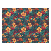 カラフルハイビスカス、イエローオレンジグリーンフローラ テーブルクロス (正面(横))