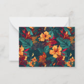 カラフルハイビスカス、イエローオレンジグリーンフローラ ノートカード (裏面)