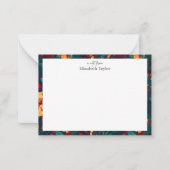 カラフルハイビスカス、イエローオレンジグリーンフローラ ノートカード (正面)