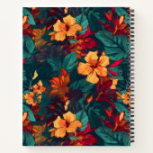 カラフルハイビスカス、イエローオレンジグリーンフローラ ノートブック (裏面)