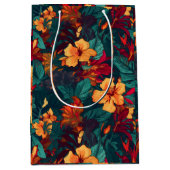 カラフルハイビスカス、イエローオレンジグリーンフローラ ミディアムペーパーバッグ (正面)