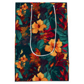 カラフルハイビスカス、イエローオレンジグリーンフローラ ミディアムペーパーバッグ (裏面)