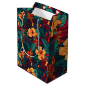 カラフルハイビスカス、イエローオレンジグリーンフローラ ミディアムペーパーバッグ (裏面アングル)