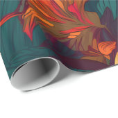 カラフルハイビスカス、イエローオレンジグリーンフローラ ラッピングペーパー (ロールコーナー)