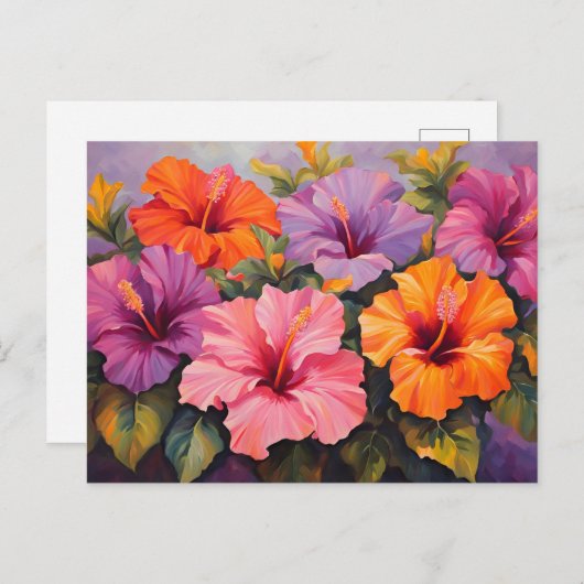 カラフルハイビスカス ポストカード (正面/裏面)