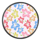 カラフルハイビスカス、花のパターン アイスホッケーパック (正面)