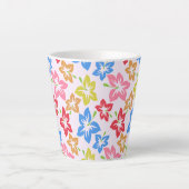 カラフルハイビスカス、花のパターン カフェラテマグ (正面)