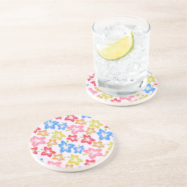 カラフルハイビスカス、花のパターン コースター