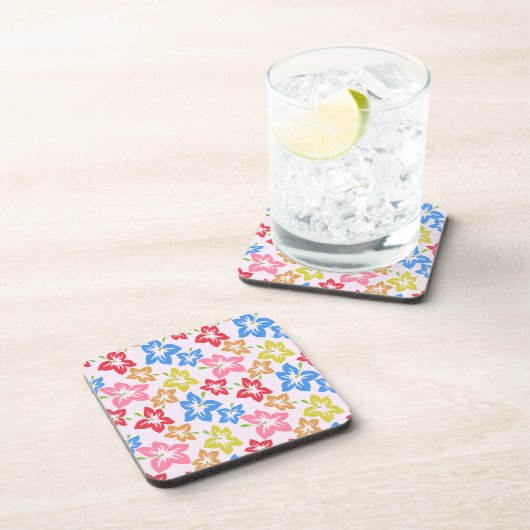 カラフルハイビスカス、花のパターン コースター (右側)
