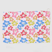 カラフルハイビスカス、花のパターン ゴルフタオル (横)