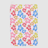 カラフルハイビスカス、花のパターン ゴルフタオル (正面)