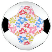 カラフルハイビスカス、花のパターン サッカーボール (回転)