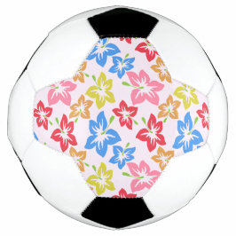 カラフルハイビスカス、花のパターン サッカーボール