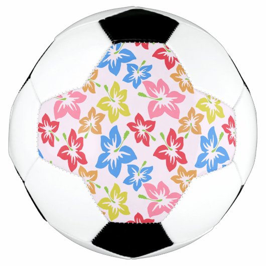 カラフルハイビスカス、花のパターン サッカーボール (正面)