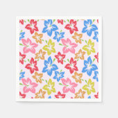 カラフルハイビスカス、花のパターン スタンダードカクテルナプキン (正面)