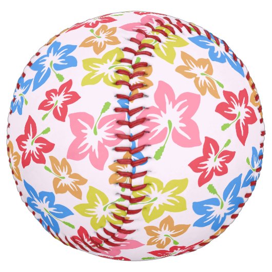 カラフルハイビスカス、花のパターン ソフトボール (アングル)