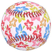 カラフルハイビスカス、花のパターン ソフトボール (正面)