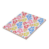 カラフルハイビスカス、花のパターン タイル (側面)