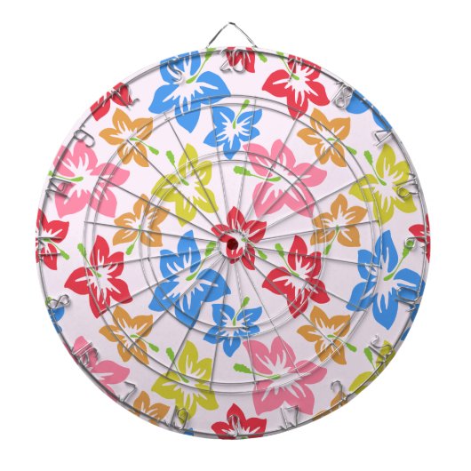 カラフルハイビスカス、花のパターン ダーツボード (正面)