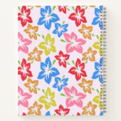 カラフルハイビスカス、花のパターン ノートブック (裏面)