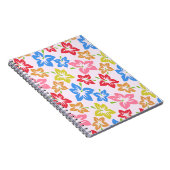 カラフルハイビスカス、花のパターン ノートブック (右側)