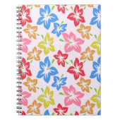 カラフルハイビスカス、花のパターン ノートブック (正面)