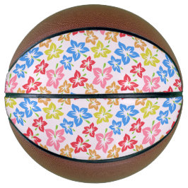 カラフルハイビスカス、花のパターン バスケットボール