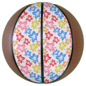 カラフルハイビスカス、花のパターン バスケットボール (縦)