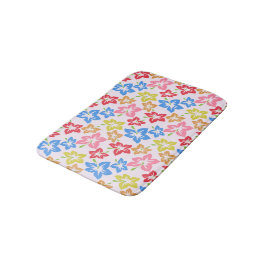 カラフルハイビスカス、花のパターン バスマット