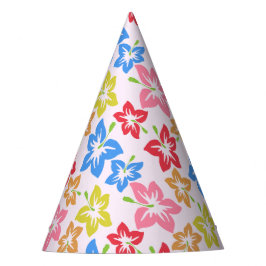 カラフルハイビスカス、花のパターン パーティーハット