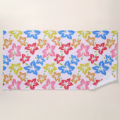 カラフルハイビスカス、花のパターン ビーチタオル (正面)