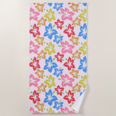 カラフルハイビスカス、花のパターン ビーチタオル (正面)