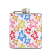 カラフルハイビスカス、花のパターン フラスク (正面)