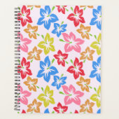 カラフルハイビスカス、花のパターン プランナー手帳 (正面)