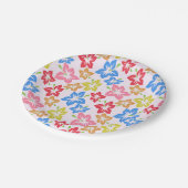 カラフルハイビスカス、花のパターン ペーパープレート (アングル)