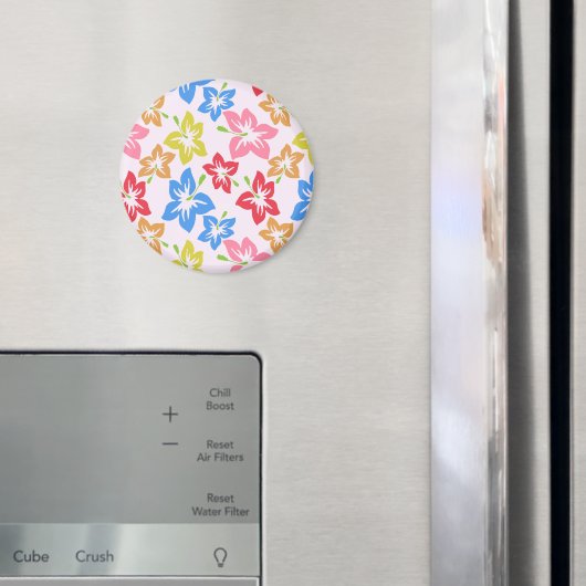 カラフルハイビスカス、花のパターン マグネット (インサイチュ (冷蔵庫))