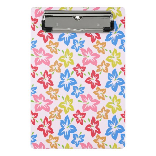 カラフルハイビスカス、花のパターン ミニクリップボード (正面)