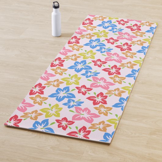 カラフルハイビスカス、花のパターン ヨガマット (インサイチュ)