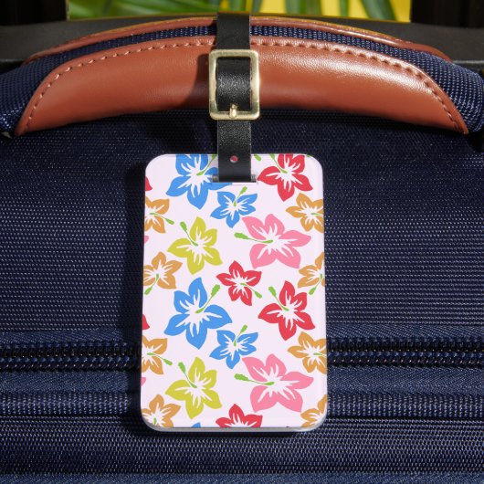 カラフルハイビスカス、花のパターン ラゲッジタグ (正面インサイチュ2)