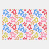 カラフルハイビスカス、花のパターン ラッピングペーパーシート (正面)