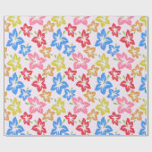 カラフルハイビスカス、花のパターン ラッピングペーパー (フラット)