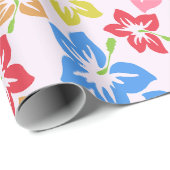 カラフルハイビスカス、花のパターン ラッピングペーパー (ロールコーナー)