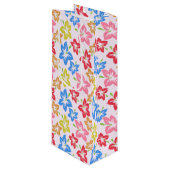 カラフルハイビスカス、花のパターン ワインギフトバッグ (正面アングル)