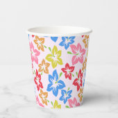 カラフルハイビスカス、花のパターン 紙コップ (裏面)