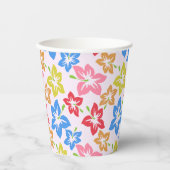 カラフルハイビスカス、花のパターン 紙コップ (正面)