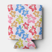 カラフルハイビスカス、花のパターン 缶クーラー (裏面)