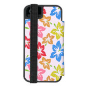 カラフルハイビスカス 花のパターン INCIPIO iPhoneウォレットケース (フォリオ裏面)